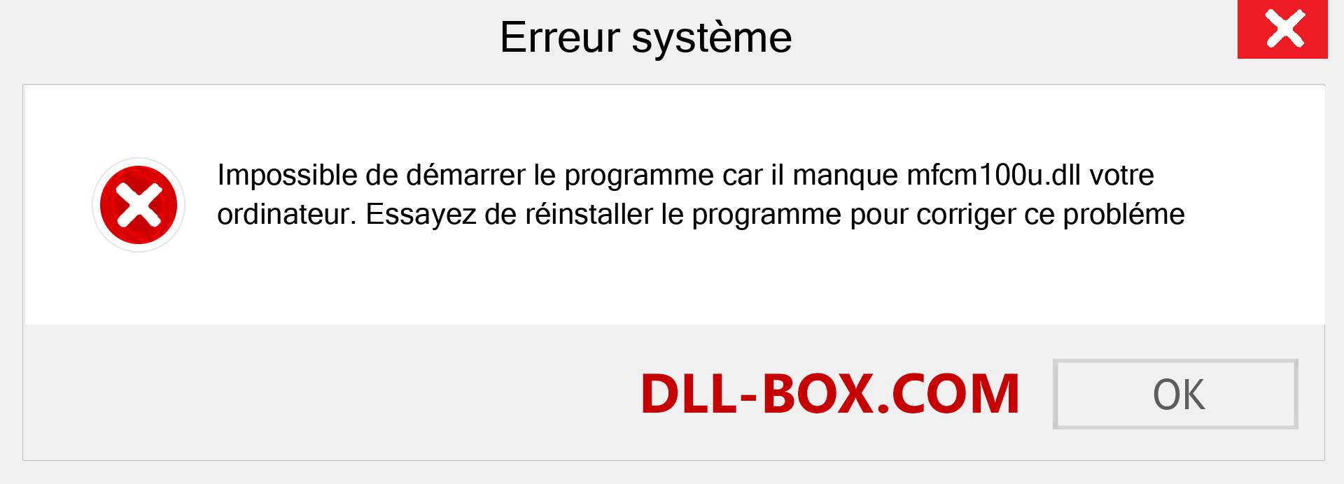 Le fichier mfcm100u.dll est manquant ?. Télécharger pour Windows 7, 8, 10 - Correction de l'erreur manquante mfcm100u dll sur Windows, photos, images